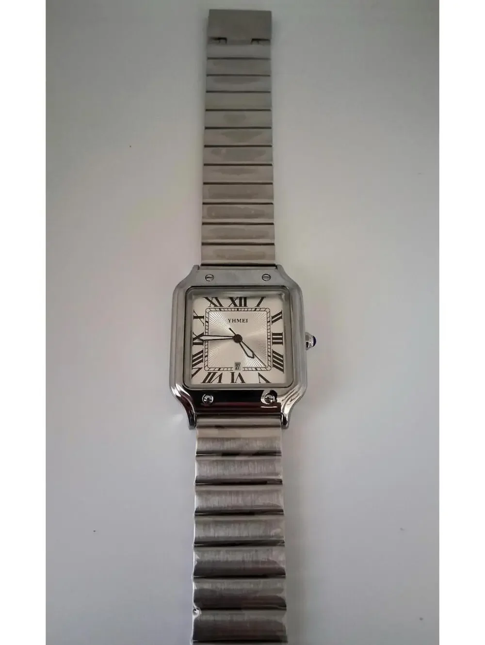 Men's Luxury Square Dial Stainless White Watch